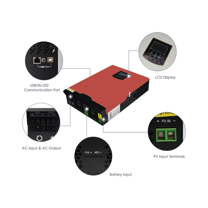 Single phase 2KW off grid solar inverter without battery