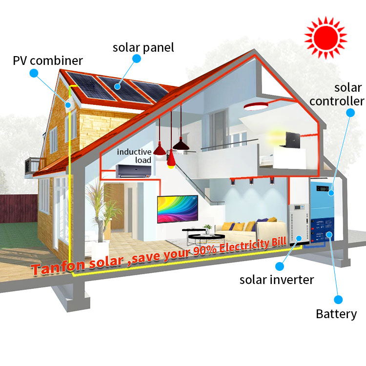 5kw MPPT solar inverter with solar charger controller in one case