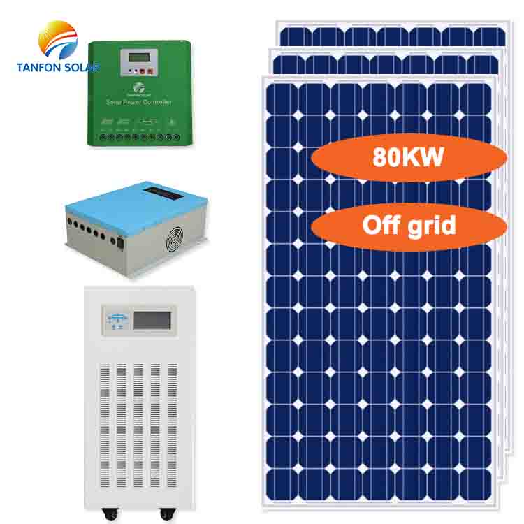 3 phase off grid solar system 80kw for industrial & commercial use